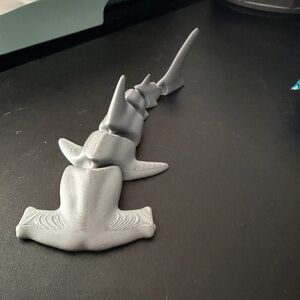 3D Printed Hammerhead Shark Spine Sculpture - Gray